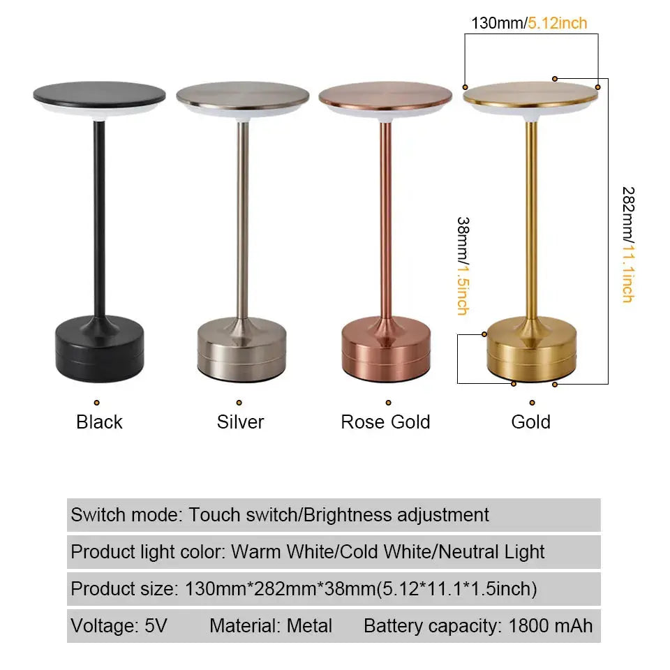 Touch Sensor LED Table Lamp – USB Rechargeable, Portable Night Light for Bedroom, Reading, Restaurant & Hotel
