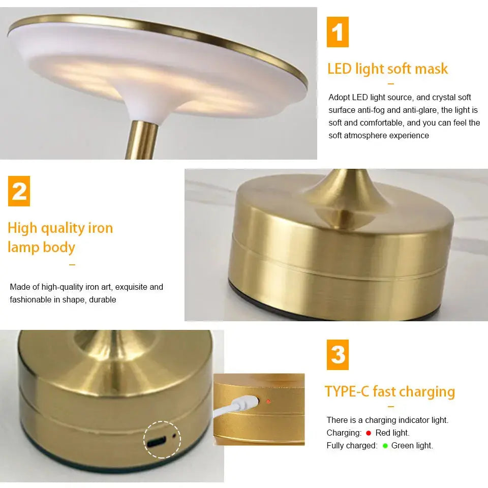 Touch Sensor LED Table Lamp – USB Rechargeable, Portable Night Light for Bedroom, Reading, Restaurant & Hotel