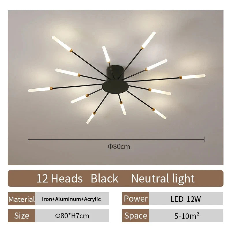 Modern LED Ceiling Lamp | Nordic Fireworks Design for Home Decor