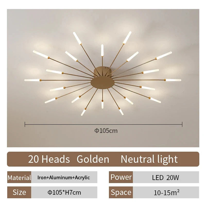 Modern LED Ceiling Lamp | Nordic Fireworks Design for Home Decor